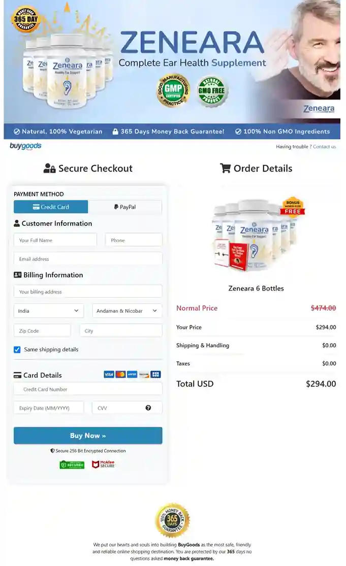 Zeneara Order Page